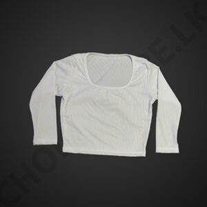 Square Neck Long Sleeve Crop Top White Color