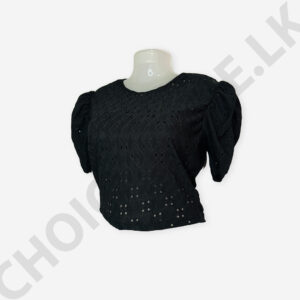 Cutlon Puff  Sleeve Top Black Color