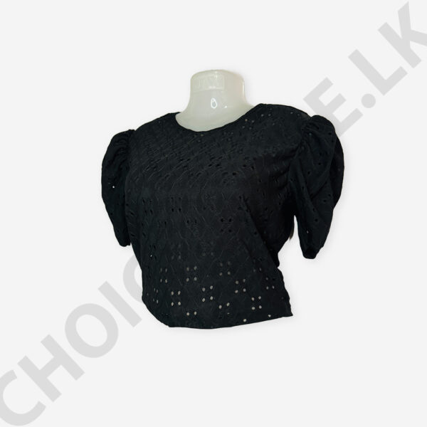 Cutlon Puff  Sleeve Top Black Color