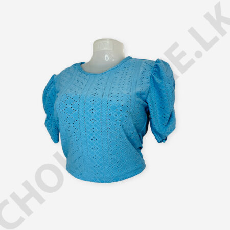 Home Page Cutlon Puff Sleeve Top Blue Color
