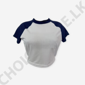Raglan Sleeve Crop Top Dark Blue And White Color