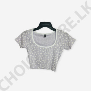 Square Neck Printed Purple Color Crop Top