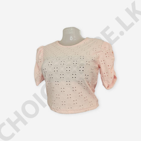 Cutlon Puff  Sleeve Top Light Pink Color