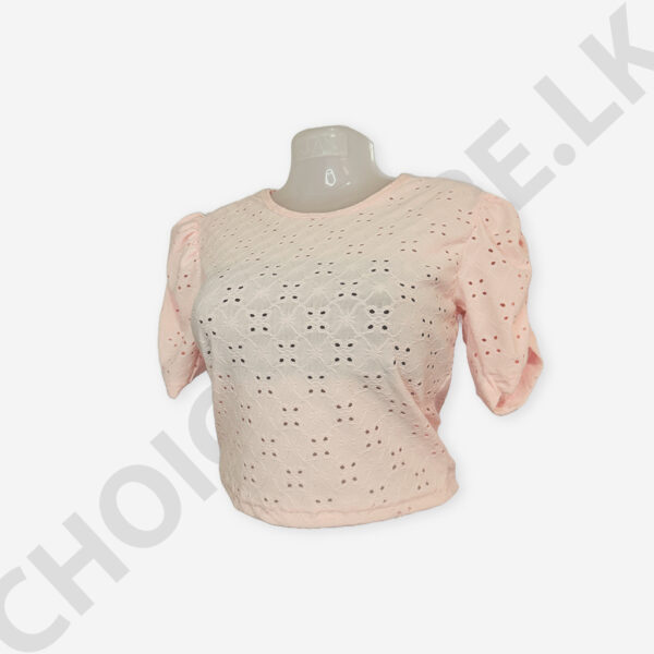 Cutlon Puff  Sleeve Top Light Pink Color