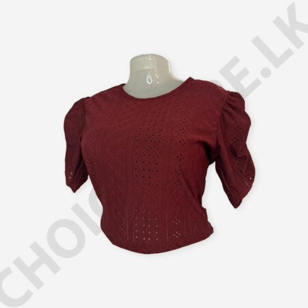 Cutlon Puff  Sleeve Top Maroon Color