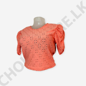 Cutlon Puff  Sleeve Top Peach Color
