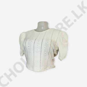 Cutlon Puff  Sleeve Top White Color