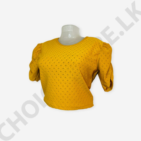 Cutlon Puff  Sleeve Top Yellow Color
