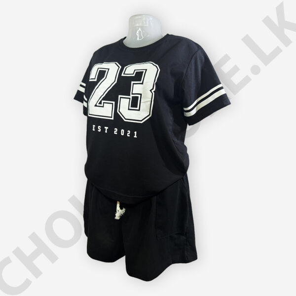 Black Color T-Shirt and Hot Short Set Two Pieces Outfits