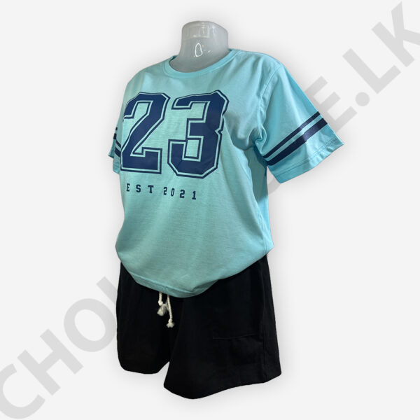Blue Color T-Shirt and Hot Short Set Two Pieces Outfits