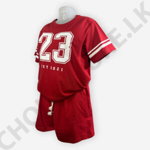 Red Color T-Shirt and Hot Short Set Two Pieces Outfits