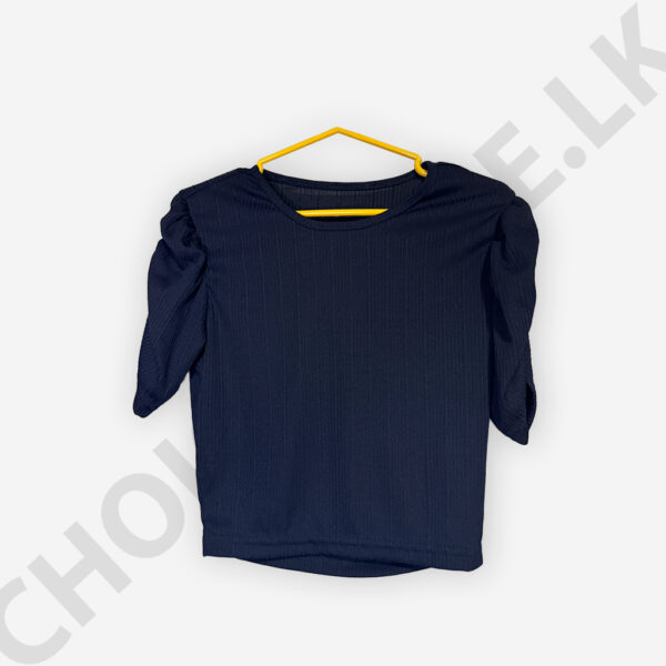 Puff  Sleeve Top Dark Blue Color