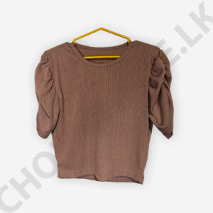 Puff  Sleeve Top Brown Color