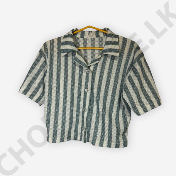 Button Front Blue Color Printed Blouse