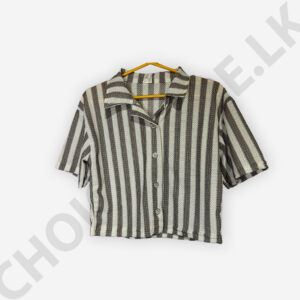 Button Front Ash Color Printed Blouse