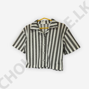 Button Front Black Color Printed Blouse