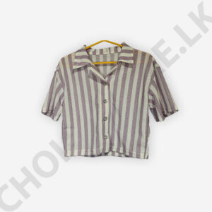 Button Front Purple Color Printed Blouse