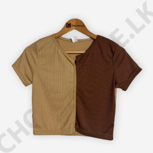 Two Tone Crop Top Light Brown
