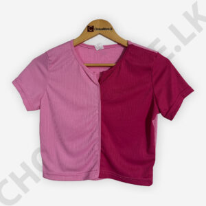 Two Tone Crop Top Light Pink