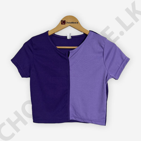 Two Tone Crop Top Dark Purple