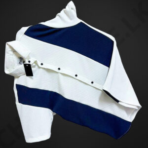 Men's White & Blue Collar T-Shirt