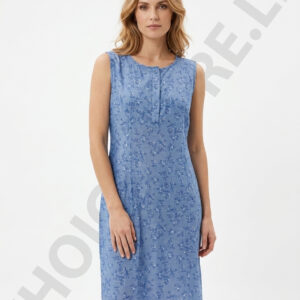 front open sleeveless dress blue color