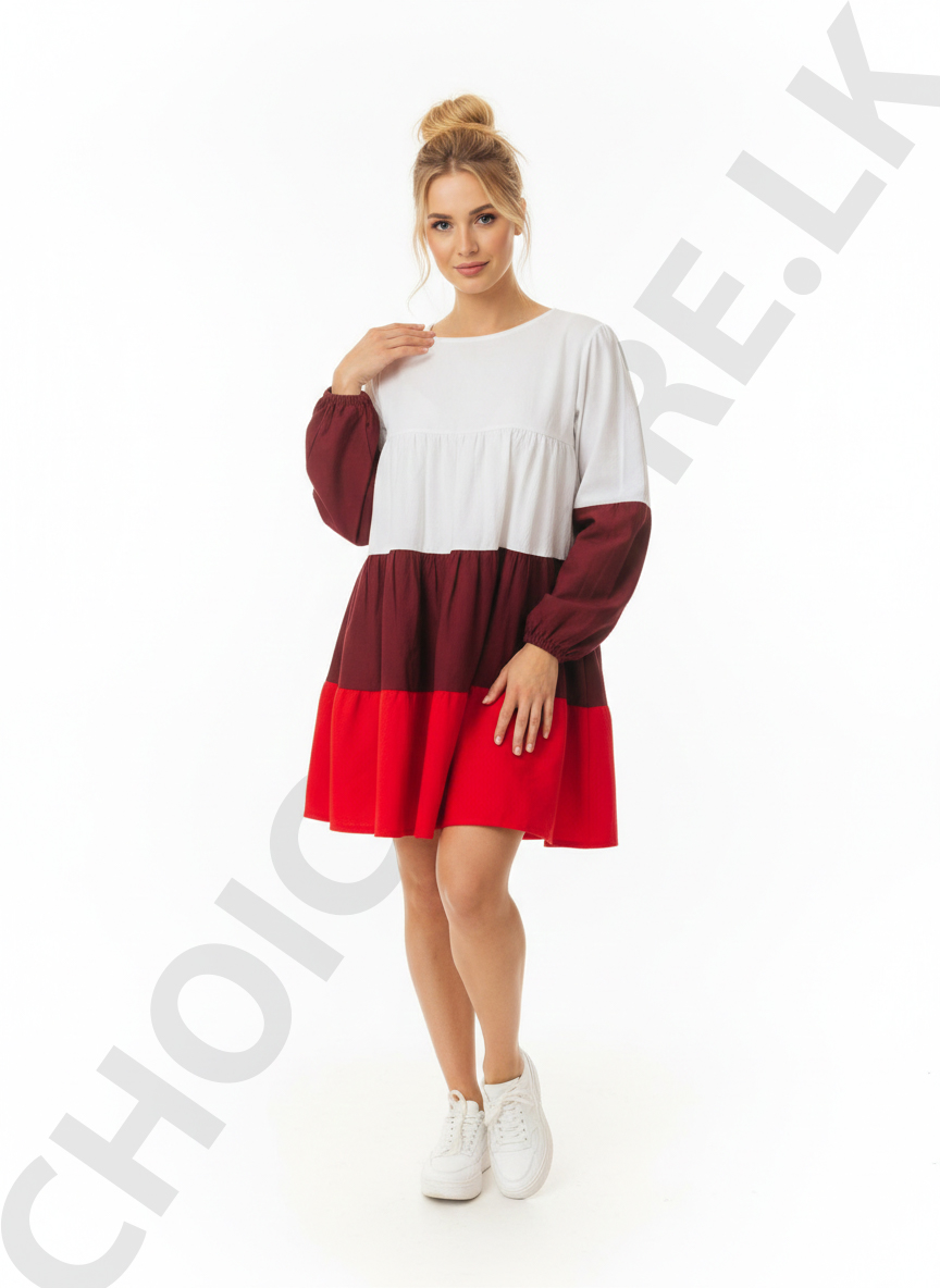 long sleeve short frock red color long sleeve short frock red color