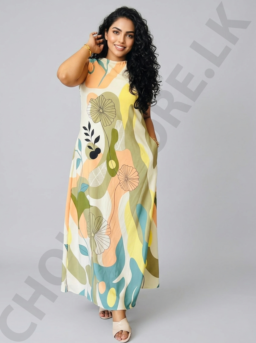 a line long frock sleeveless pink color a line long frock sleeveless pink color