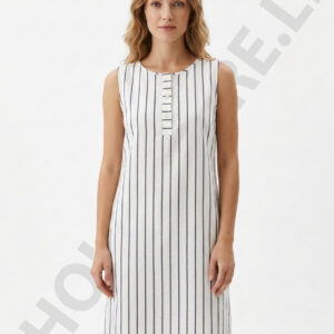 front open sleeveless dress white
